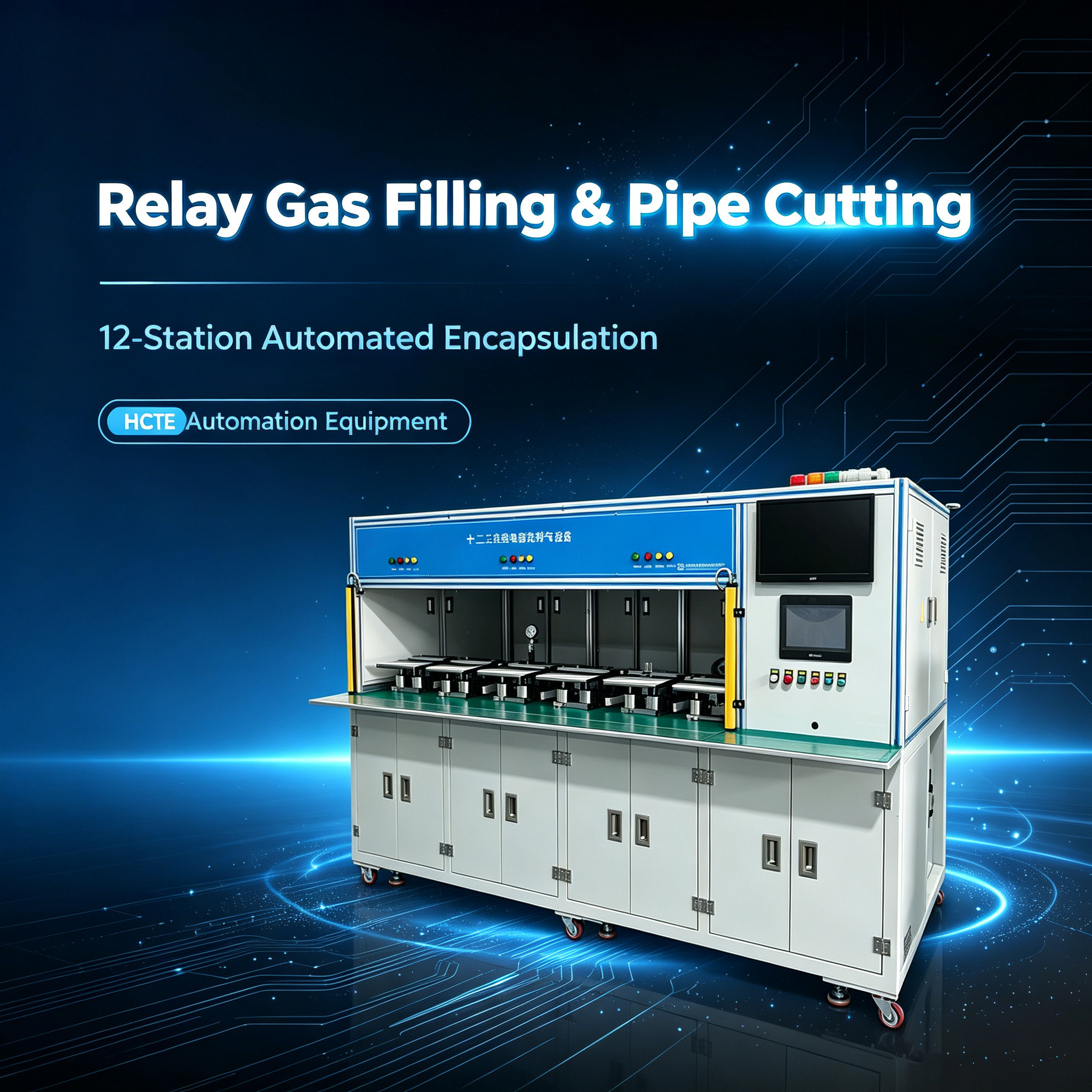 12-Station High Voltage Relay Gas Filling, Exhausting and Pipe Cutting Machine | Automated Relay Encapsulation Solution